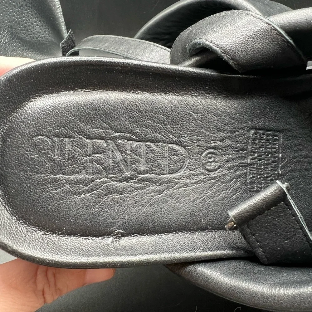 Silent D Pier Black Leather Platform Sandals 8.5/39 Anthropologie